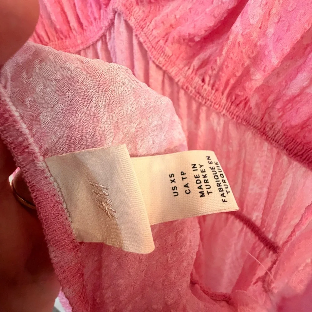 HM Maxi Dress Womens XS Pink Swirl Textured Flowy Barbiecore Summer Vacation - Picture 5 of 9